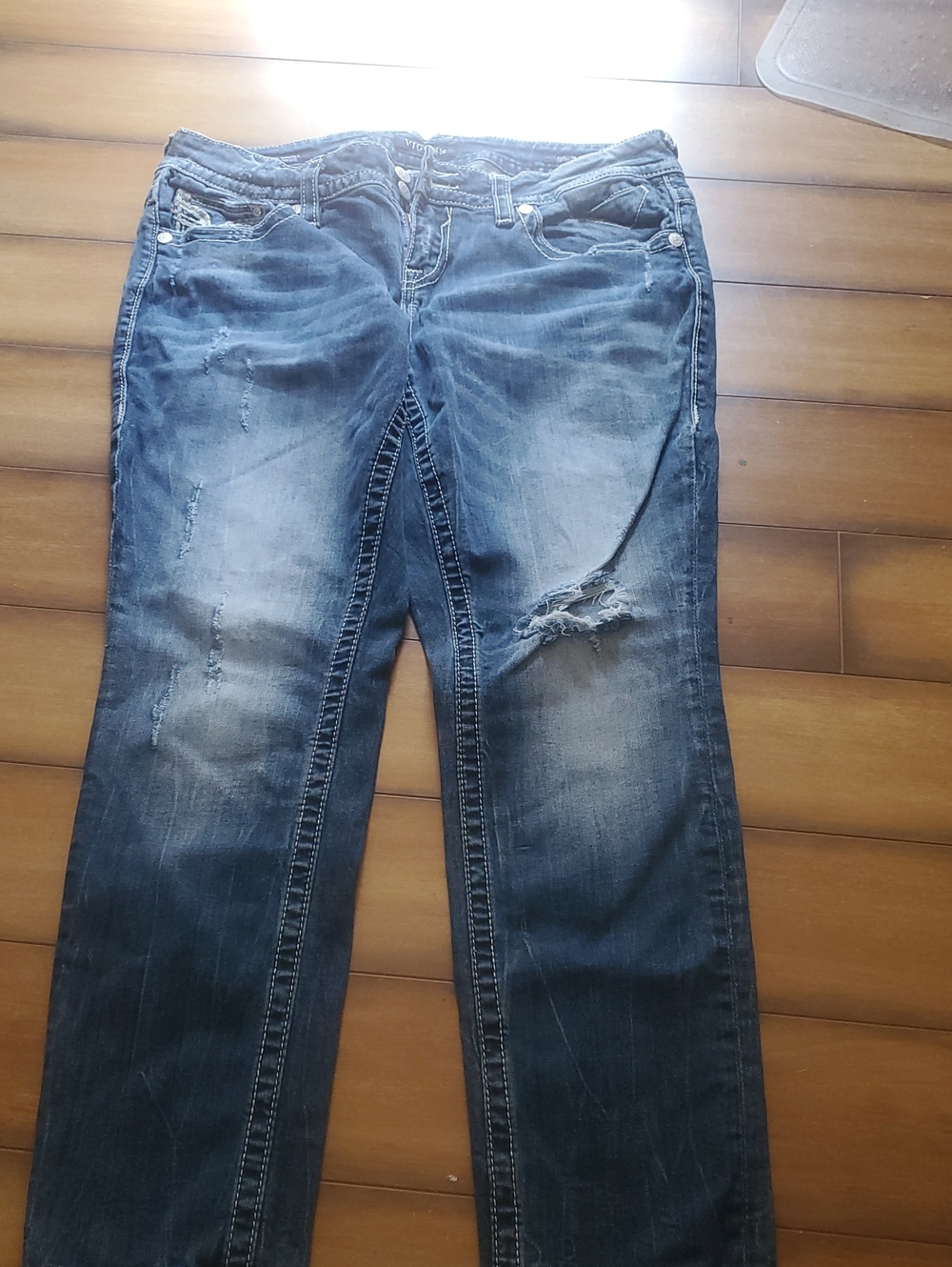 Women's Distressed Blue Denim Jeans